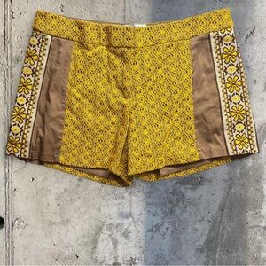 Judith March Yellow & Brown Lace Boho Shorts – Size L 🌼